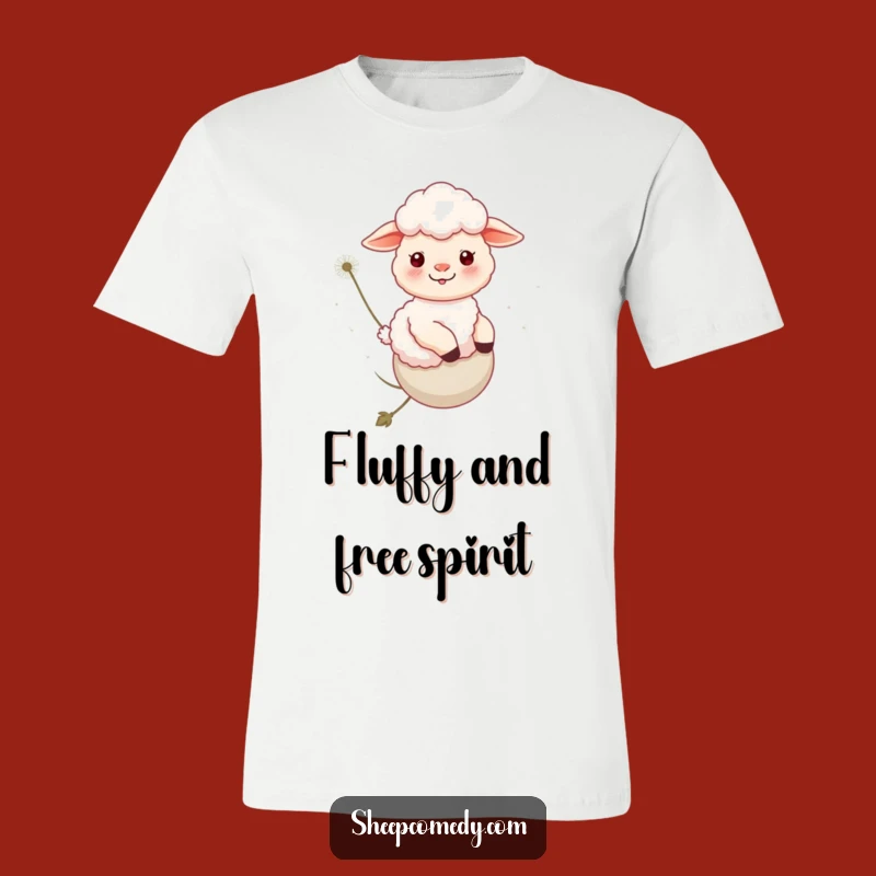 Funny Sheep Dandelion Ride T-Shirt: Whimsical Cotton Tee for Laughter