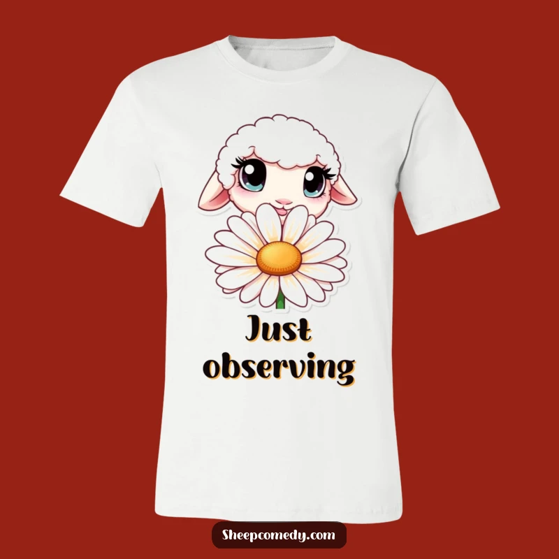 Funny Curious Sheep T-Shirt - Big Eyed Daisy Peeker Tee, Gift