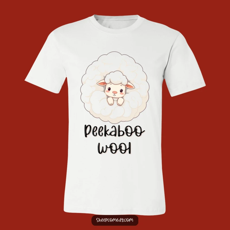 Funny Sheep Cloud Peek T-Shirt: Whimsical Sheep's Sky Adventure Tee