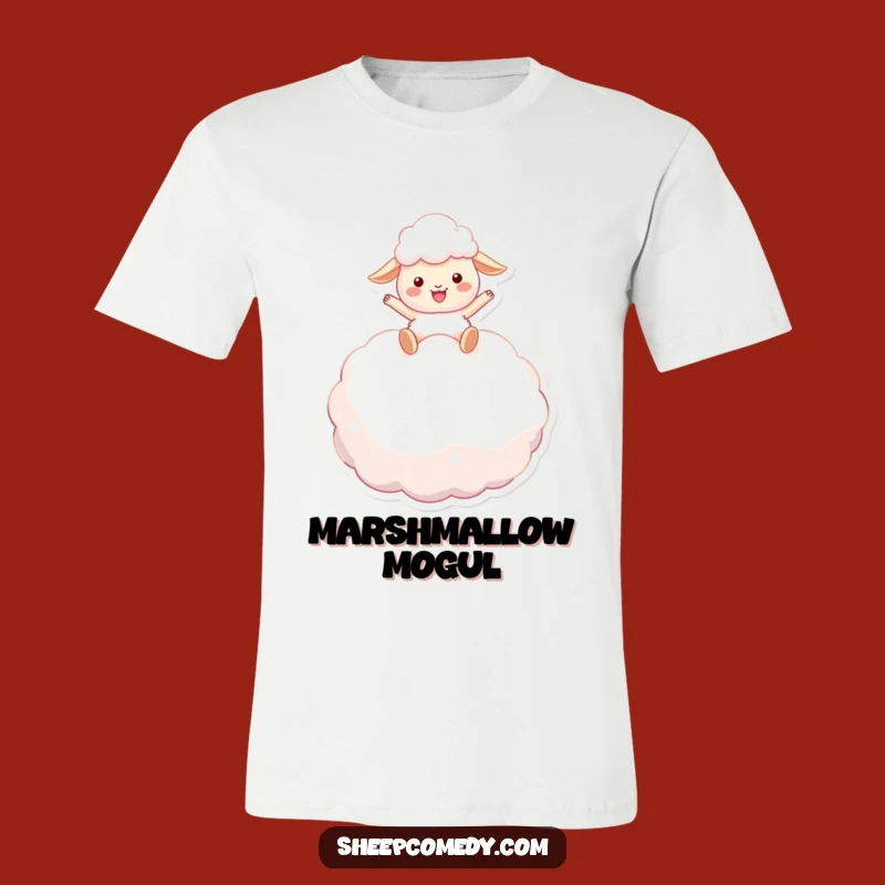 Funny Sheep Marshmallow Bounce T-Shirt: Comfy Sheep's Dreamy Adventure Tee
