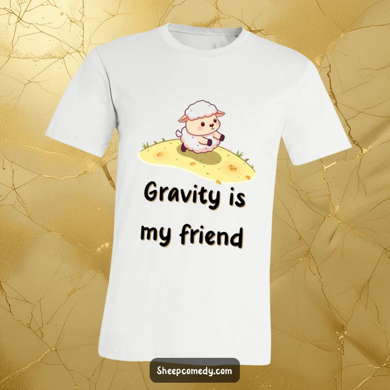 Funny Sheep T-Shirt: Features a sheep character energetically rolling down a grassy slope, a hilarious outdoor adventure design.