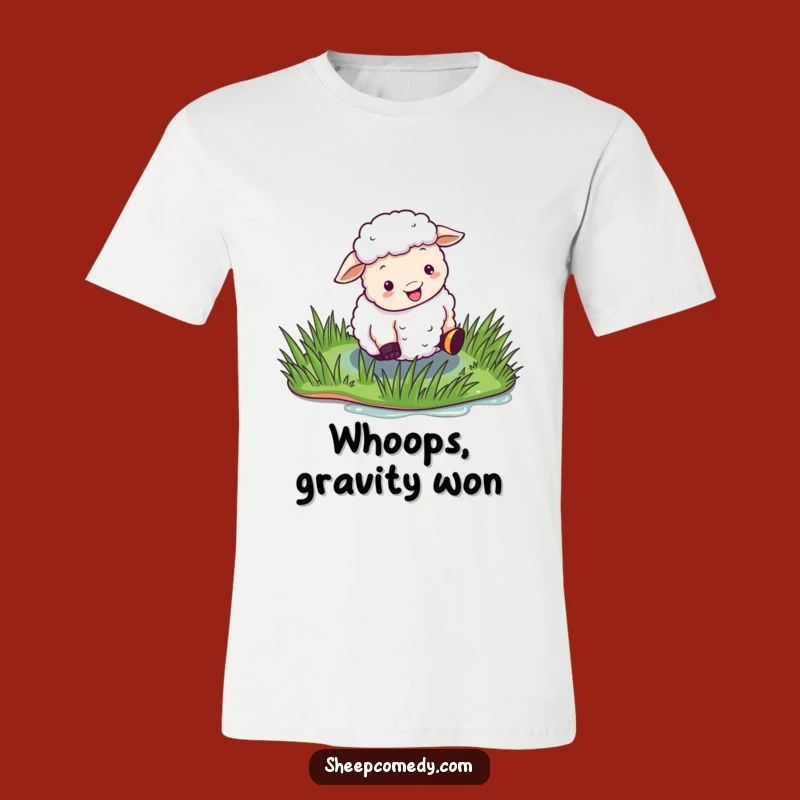 Funny Sheep Slip T-Shirt: Wear Your Clumsy Moments with Hilarious Style!