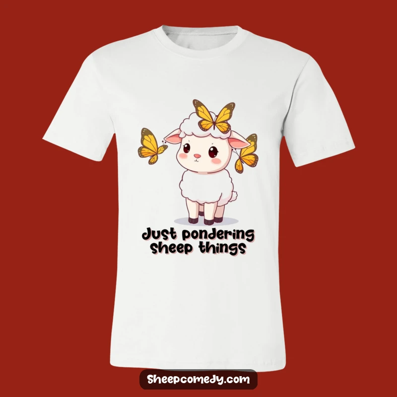 Funny Sheep Butterfly T-Shirt: Embrace Curiosity with this Whimsical Tee!