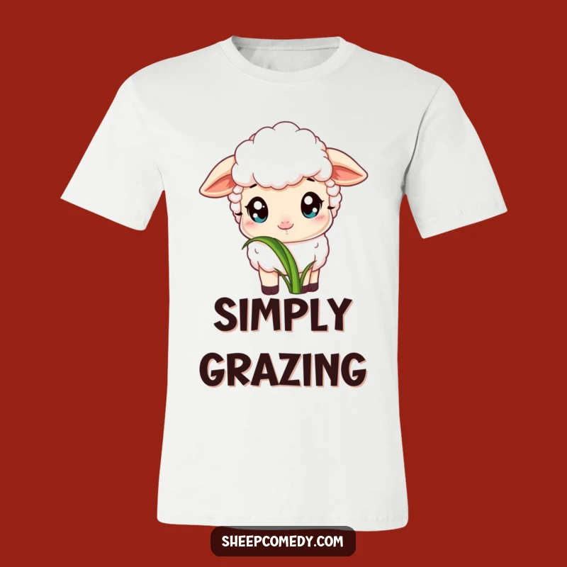 Funny Sheep Grass Tee: Innocent Nibbling Joy, Simple Eats Funny Gift