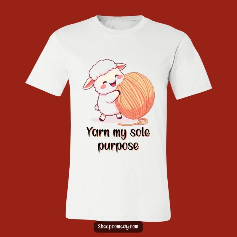 Funny Sheep Yarn Ball Butting T-Shirt: Playful Tee for Laughs