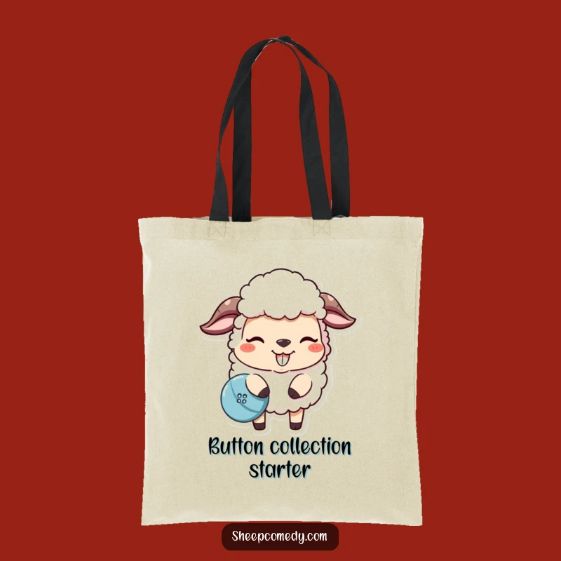 Funny Sheep Button Tote Bag - Carry Your Laughs Everywhere