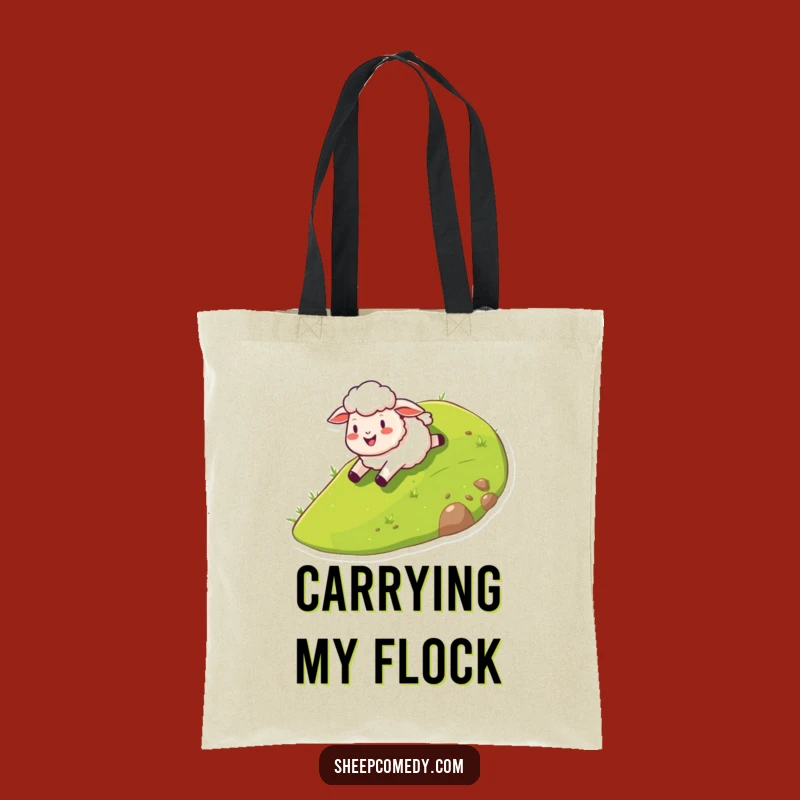 Funny Sheep Hill Slide Tote Bag: Carry Your Laughs Everywhere