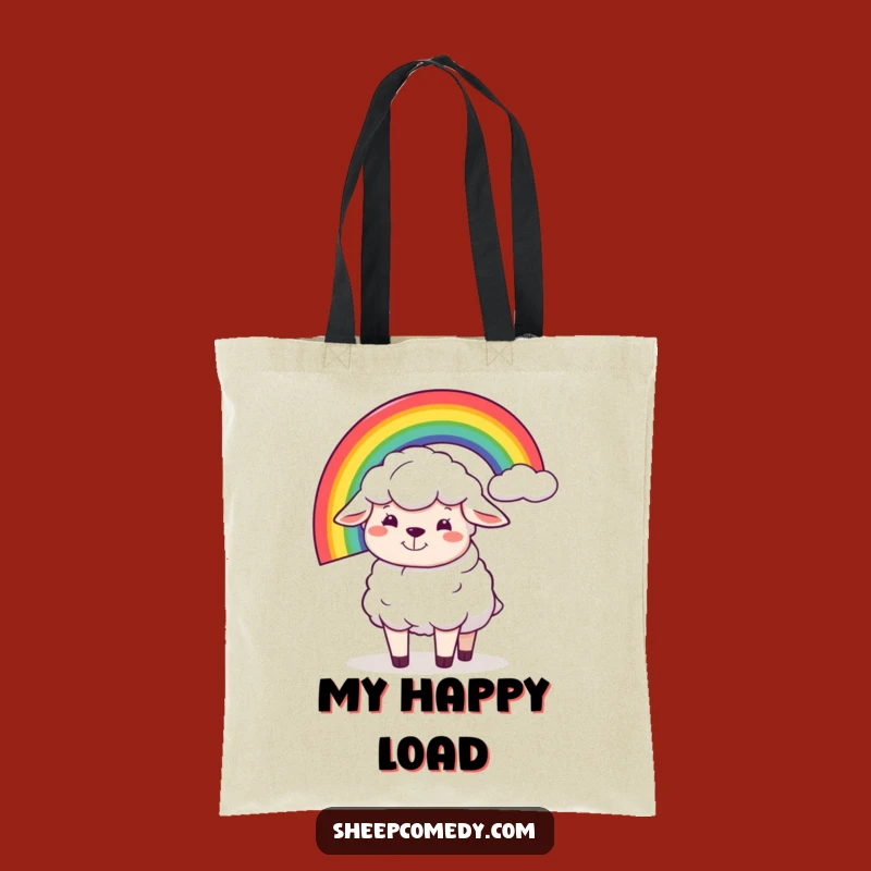 Funny Sheep Rainbow Balance Tote Bag: Silly Grin Bag, Great Funny Gift